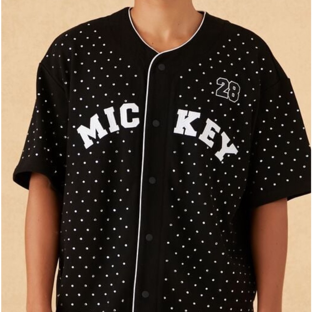 Forever 21 Disney Mickey Mouse jersey blinged out unisex medium